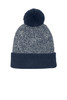 Sport-Tek® Halftime Heather Pom Beanie STC68 True Navy/ Silver