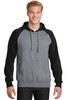 Sport-Tek® Raglan Colorblock Pullover Hooded Sweatshirt. ST267 Black/ Vintage Heather