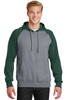 Sport-Tek® Raglan Colorblock Pullover Hooded Sweatshirt. ST267 Forest Green/ Vintage Heather