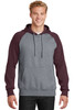 Sport-Tek® Raglan Colorblock Pullover Hooded Sweatshirt. ST267 Maroon/ Vintage Heather