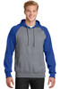 Sport-Tek® Raglan Colorblock Pullover Hooded Sweatshirt. ST267 True Royal/ Vintage Heather
