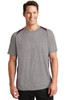 Sport-Tek® Heather Colorblock Contender™ Tee. ST361 Vintage Heather/ Maroon