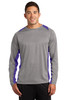 Sport-Tek® Long Sleeve Heather Colorblock Contender™ Tee. ST361LS Vintage Heather/ Purple