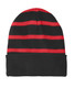 Sport-Tek® Striped Beanie with Solid Band. STC31 Black/ True Red