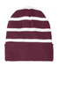 Sport-Tek® Striped Beanie with Solid Band. STC31 Maroon/ White