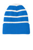 Sport-Tek® Striped Beanie with Solid Band. STC31 Sport Blue/ Silver