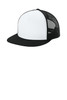 Sport-Tek® YP Classics ® 5-Panel Classic Trucker Mesh Back Cap. STC38 White/ Black/ Black