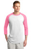 Sport-Tek® Colorblock Raglan Jersey.  T200 White/ Bright Pink
