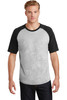 Sport-Tek® Short Sleeve Colorblock Raglan Jersey. T201 Heather Grey/ Black