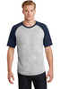 Sport-Tek® Short Sleeve Colorblock Raglan Jersey. T201 Heather Grey/ Navy