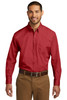 Port Authority® Long Sleeve Carefree Poplin Shirt. W100 Rich Red
