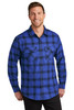 Port Authority® Plaid Flannel Shirt. W668 Royal/ Black Open Plaid