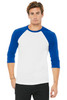 BELLA+CANVAS ® Unisex 3/4-Sleeve Baseball Tee. BC3200 White/ True Royal