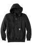 Carhartt ® Rain Defender ® Paxton Heavyweight Hooded Zip Mock Sweatshirt. CT100617 Black  Flat
