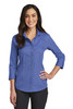 Red House®  Ladies 3/4-Sleeve Nailhead Non-Iron Shirt. RH690 Mediterranean Blue