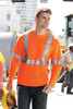 CornerStone® ANSI 107 Class 2 Long Sleeve Safety T-Shirt. CS401LS Safety Orange/ Reflective  Lifestyle