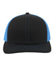 Trucker Snapback Hat 104C BLACK/ NEON BLUE