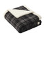 Port Authority ® Flannel Sherpa Blanket. BP43 Black Uneven Plaid