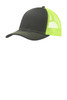 Port Authority® Snapback Trucker Cap. C112 Grey Steel/ Neon Yellow