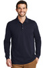 Port Authority® EZCotton® Long Sleeve Polo. K8000LS Navy