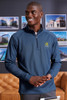 Port Authority® Vertical Texture 1/4-Zip Pullover. K805 Regatta Blue/ Iron Grey Lifestyle