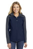 Port Authority® Ladies Hooded Core Soft Shell Jacket. L335 Dress Blue Navy/ Battleship Grey