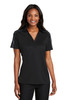 Port Authority® Ladies Silk Touch™ Performance Colorblock Stripe Polo. L547 Black/ Steel Grey XS