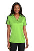 Port Authority® Ladies Silk Touch™ Performance Colorblock Stripe Polo. L547 Lime/ Steel Grey XS