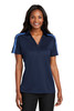 Port Authority® Ladies Silk Touch™ Performance Colorblock Stripe Polo. L547 Navy/ Carolina Blue XS