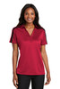 Port Authority® Ladies Silk Touch™ Performance Colorblock Stripe Polo. L547 Red/ Black XS