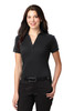 Port Authority® Ladies Silk Touch™ Performance Colorblock Stripe Polo. L547 Black/ Steel Grey