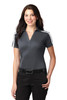 Port Authority® Ladies Silk Touch™ Performance Colorblock Stripe Polo. L547 Steel Grey/ White