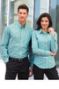 Port Authority® Ladies Long Sleeve Gingham Easy Care Shirt. L654 Green/ Aqua Lifestyle