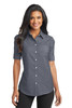 Port Authority® Ladies Short Sleeve SuperPro™ Oxford Shirt. L659 Black