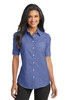 Port Authority® Ladies Short Sleeve SuperPro™ Oxford Shirt. L659 Navy