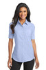 Port Authority® Ladies Short Sleeve SuperPro™ Oxford Shirt. L659 Oxford Blue