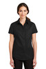 Port Authority® Ladies Short Sleeve SuperPro™ Twill Shirt. L664 Black
