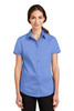 Port Authority® Ladies Short Sleeve SuperPro™ Twill Shirt. L664 Ultramarine Blue