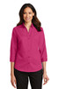 Port Authority® Ladies 3/4-Sleeve SuperPro™ Twill Shirt. L665 Pink Azalea
