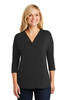 Port Authority® Ladies Concept 3/4-Sleeve Soft Split Neck Top. LK5433 Black