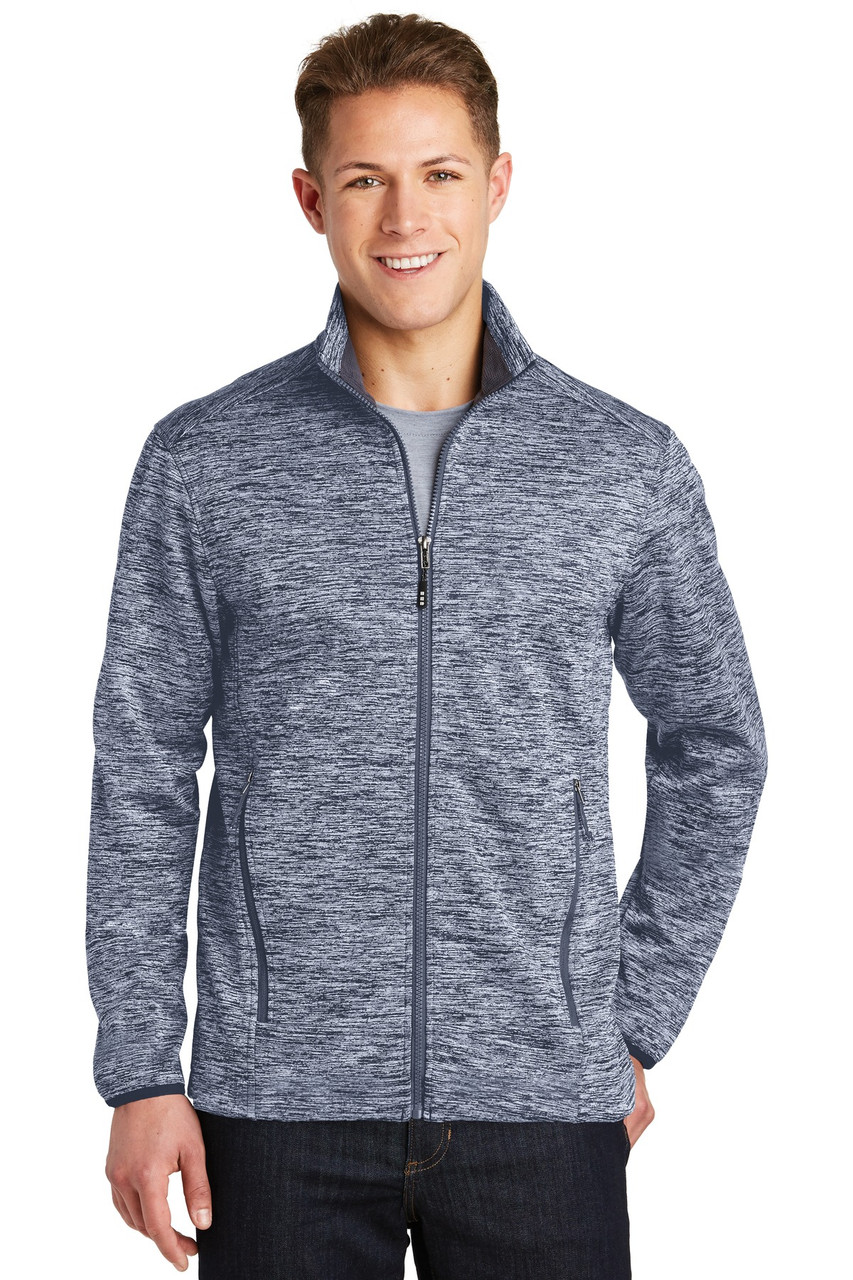 Sport-Tek® PosiCharge® Electric Heather Soft Shell Jacket. JST30 True Navy Electric