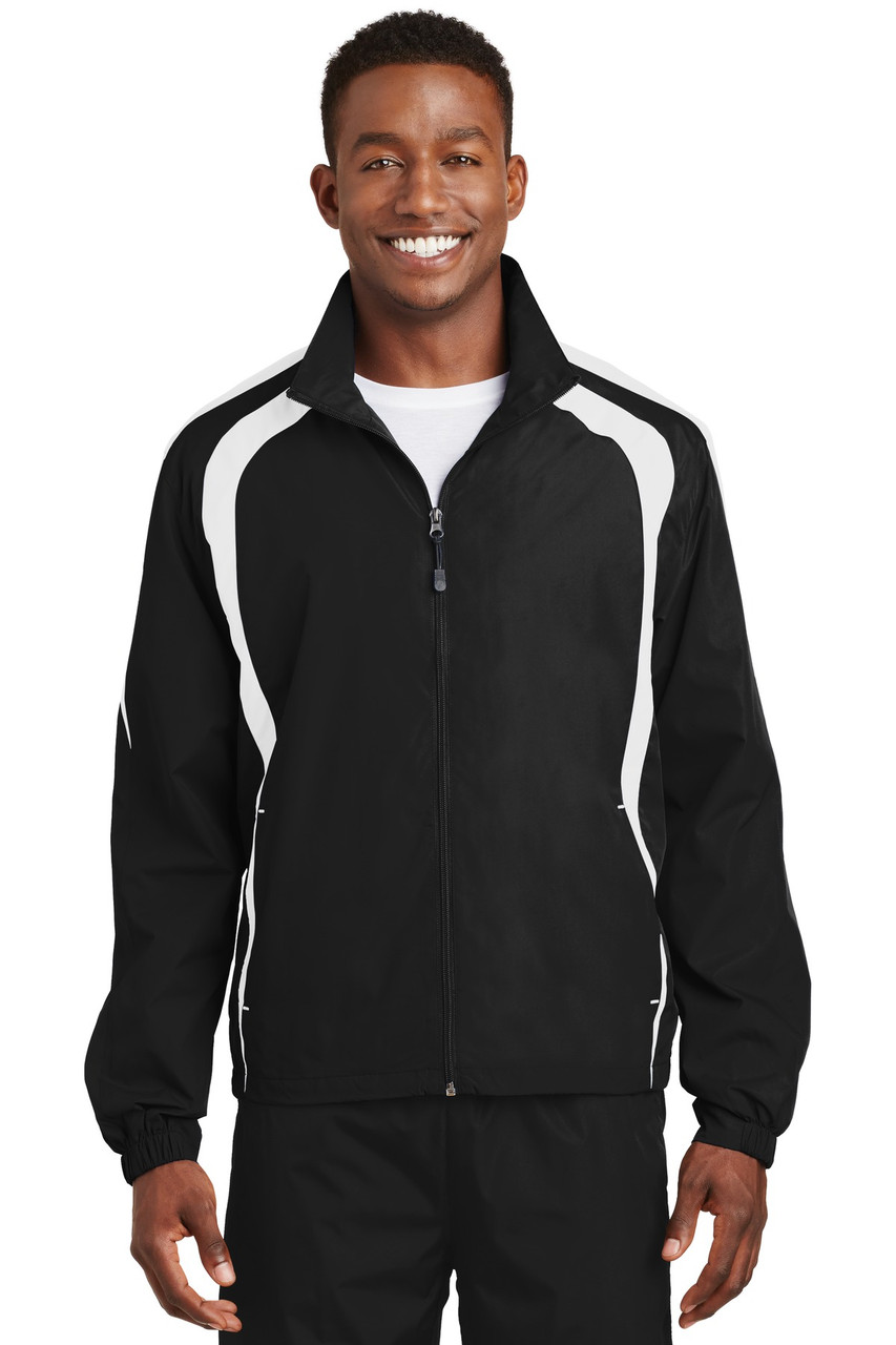 Sport-Tek® Colorblock Raglan Jacket. JST60 Black/ White