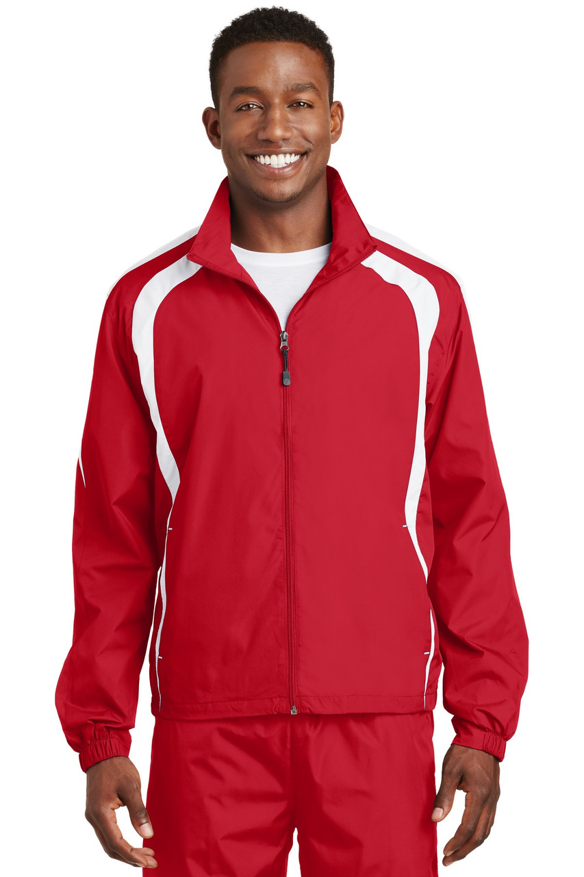 Sport-Tek® Colorblock Raglan Jacket. JST60 True Red/ White