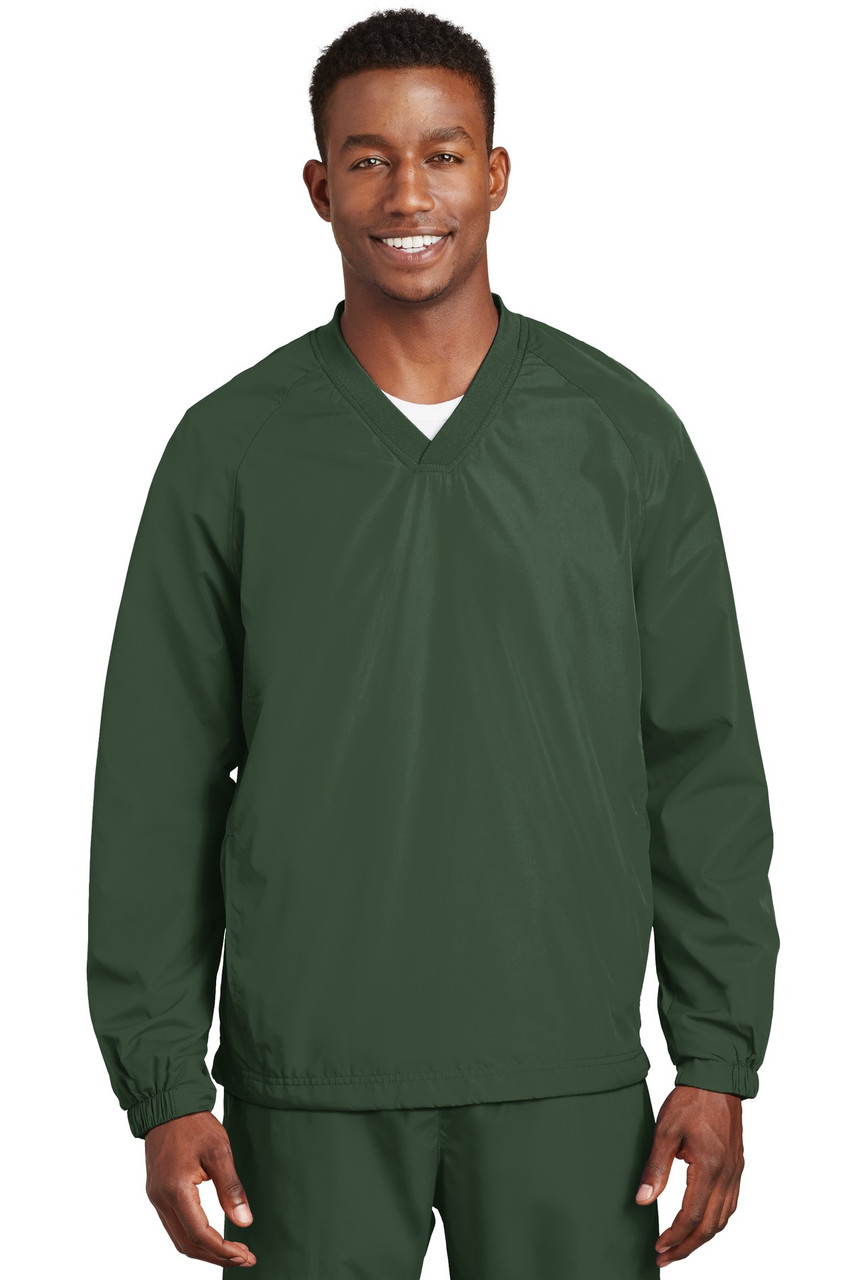 Sport-Tek® V-Neck Raglan Wind Shirt. JST72 Forest Green XS