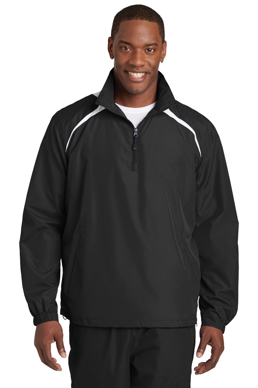 Sport-Tek® 1/2-Zip Wind Shirt. JST75 Black/ White