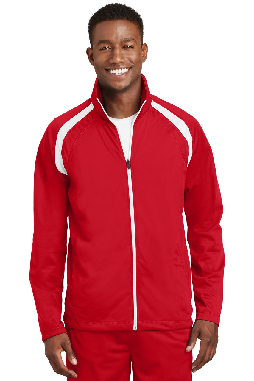 Sport-Tek® Tricot Track Jacket. JST90 True Red/ White
