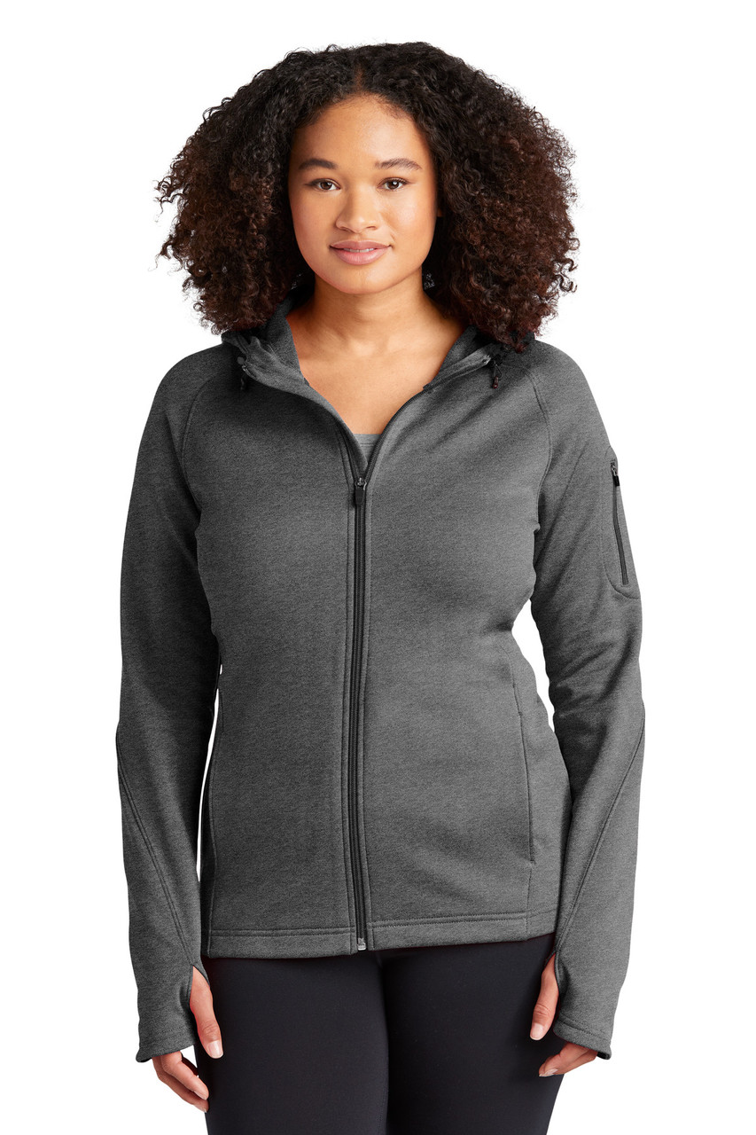 Sport-Tek® Ladies Tech Fleece Full-Zip Hooded Jacket. L248 Graphite Heather