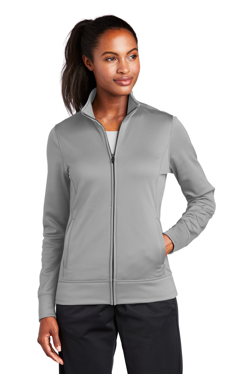 Sport-Tek® Ladies Sport-Wick® Fleece Full-Zip Jacket.  LST241 Silver