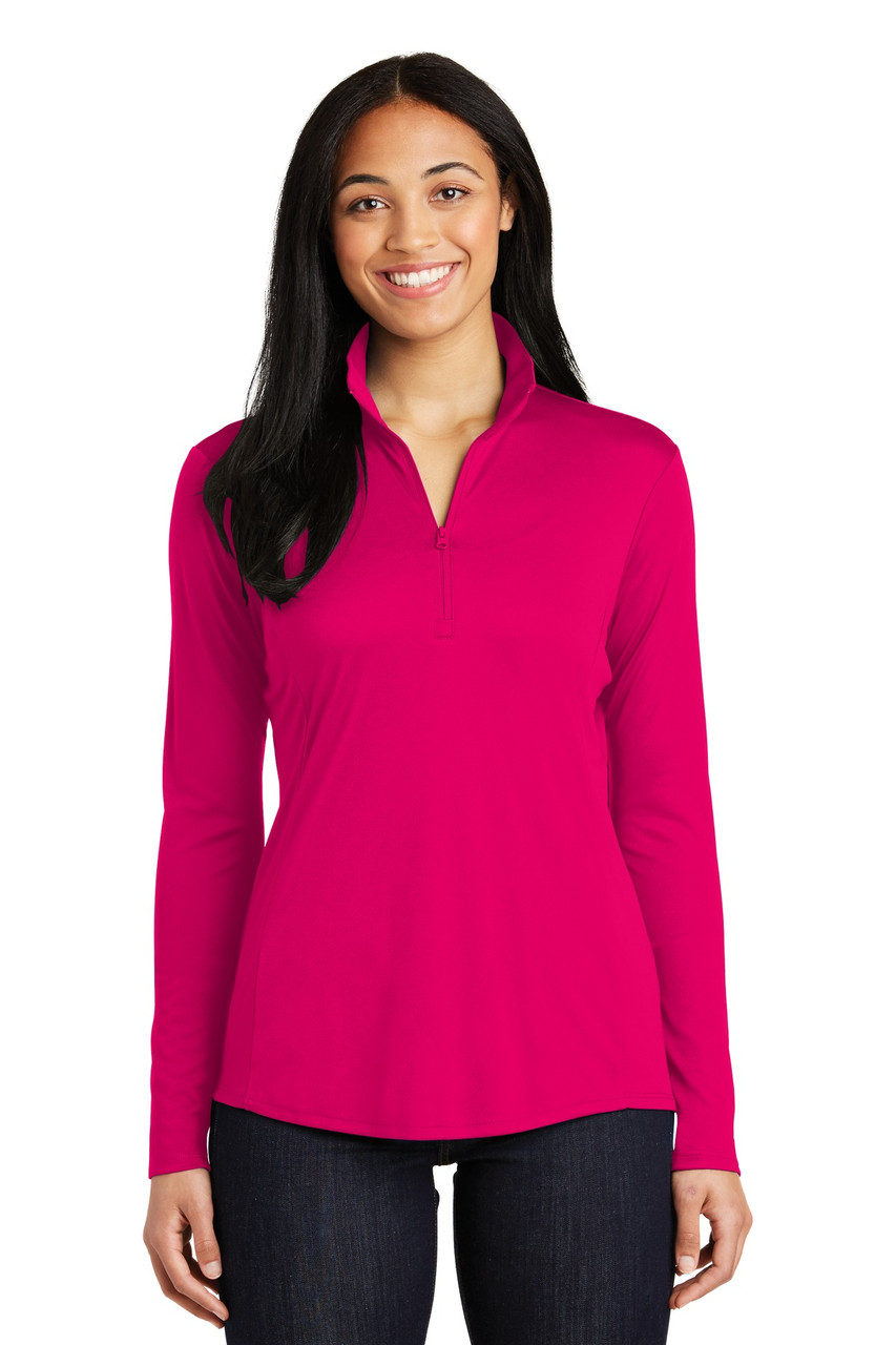 Sport-Tek® Ladies PosiCharge® Competitor™ 1/4-Zip Pullover. LST357 Pink Raspberry