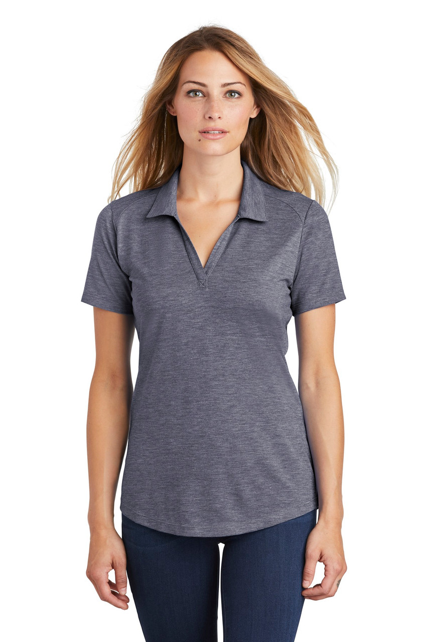 Sport-Tek ® Ladies PosiCharge ® Tri-Blend Wicking Polo. LST405 True Navy Heather